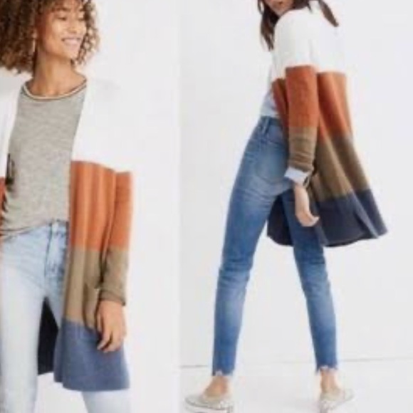 MADEWELL color block open cardigan sweater duster - Picture 3 of 16